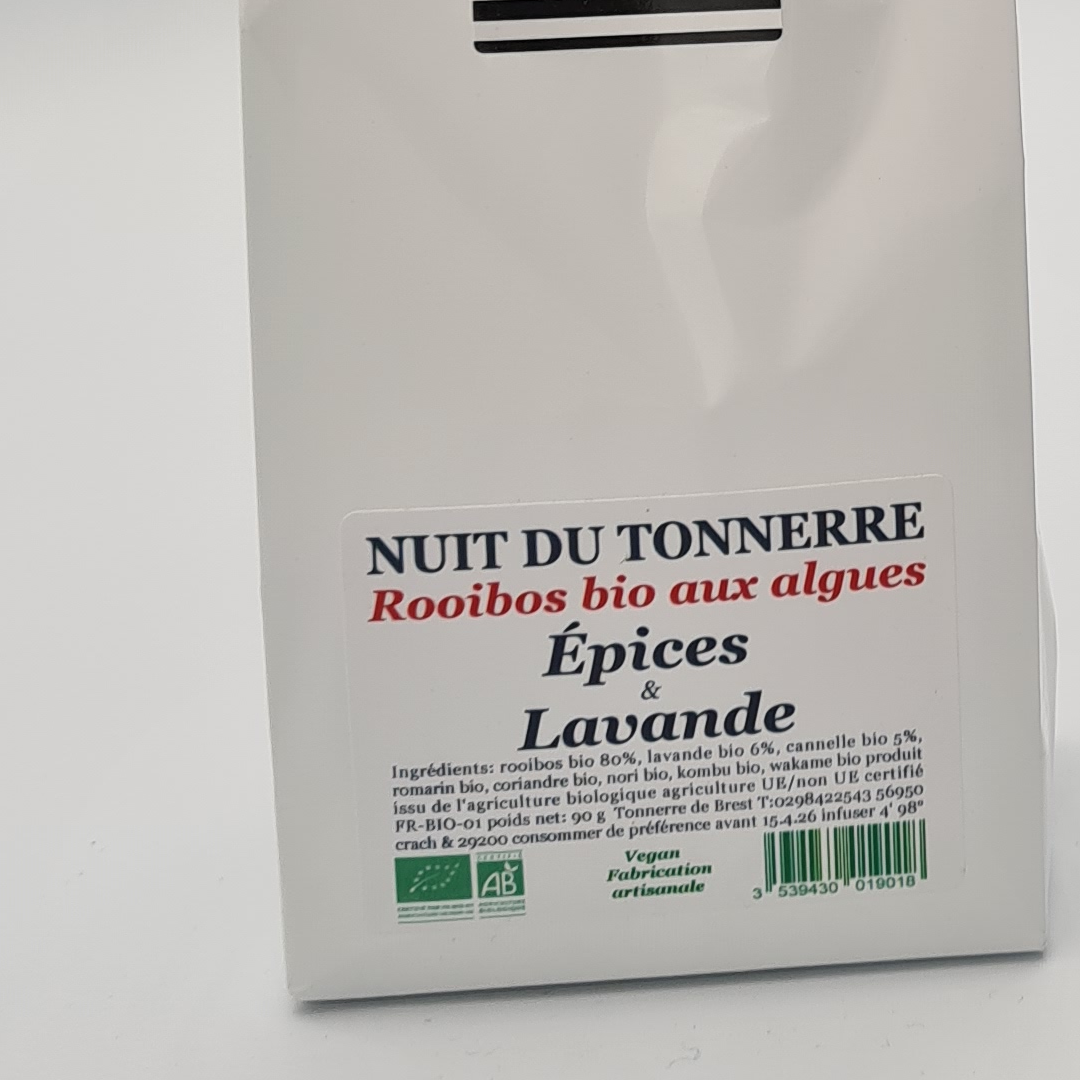 Thé breton - Rooibos Nuit de Tonnerre Epice & Lavande - Epicerie Chez Marina Rennes Bretagne